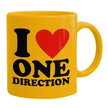 I Love, One Direction, Ceramic coffee mug yellow, 330ml