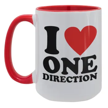 I Love, One Direction, Κούπα Mega 15oz, κεραμική Κόκκινη, 450ml