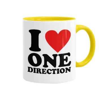 I Love, One Direction, Mug colored yellow, ceramic, 330ml