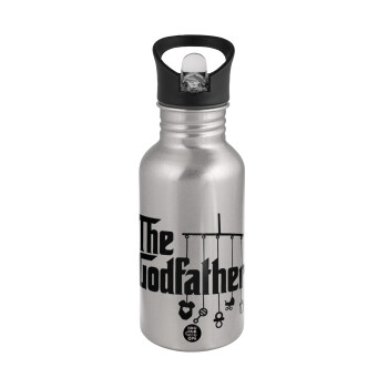 The Godfather baby, Water bottle Silver with straw, stainless steel 500ml