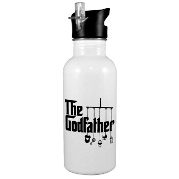 The Godfather baby, White water bottle with straw, stainless steel 600ml