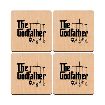 The Godfather baby, ΣΕΤ x4 Σουβέρ ξύλινα τετράγωνα plywood (9cm)