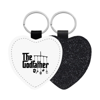 The Godfather baby, Μπρελόκ PU δερμάτινο glitter καρδιά ΜΑΥΡΟ