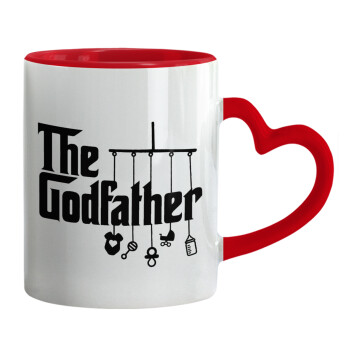 The Godfather baby, Mug heart red handle, ceramic, 330ml