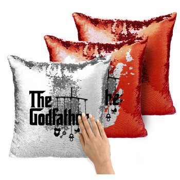 The Godfather baby, Μαξιλάρι καναπέ Μαγικό Κόκκινο με πούλιες 40x40cm περιέχεται το γέμισμα