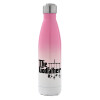 Metal mug thermos Pink/White (Stainless steel), double wall, 500ml