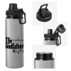 Metallic water bottle with safety cap, 850ml aluminum
