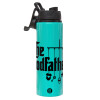 Metallic water bottle with safety lid, 850ml aluminum