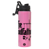 Metallic water bottle with safety lid, 850ml aluminum