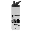 Metallic thermos bottle with straw & handle, stainless steel (Stainless steel 304), double-walled, 600ml.