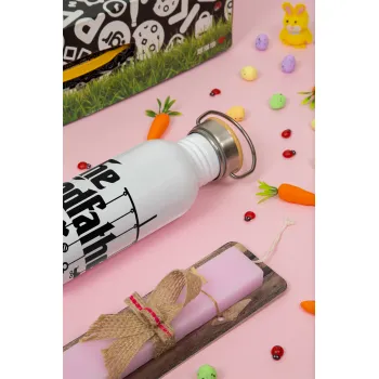 The Godfather baby, Πασχαλινή Λαμπάδα με παγούρι μεταλλικό (620ml, stainless steel) & κερί αρωματικό πλακέ (30cm) (ΡΟΖ)