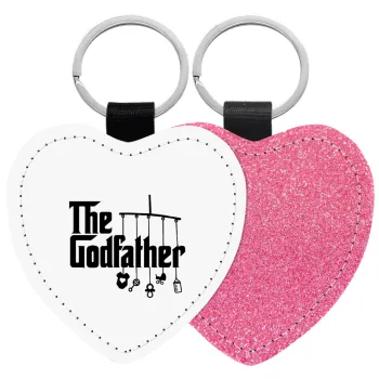 The Godfather baby, Μπρελόκ PU δερμάτινο glitter καρδιά ΡΟΖ