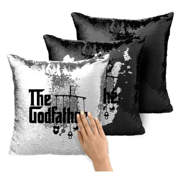 The Godfather baby, Μαξιλάρι καναπέ Μαγικό Μαύρο με πούλιες 40x40cm περιέχεται το γέμισμα