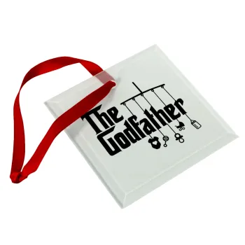 The Godfather baby, Στολίδι Χριστουγεννιάτικο στολίδι γυάλινο τετράγωνο 9x9cm