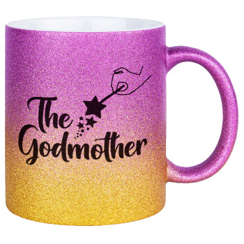 Fairy God Mother, Κούπα Χρυσή/Ροζ Glitter, κεραμική, 330ml