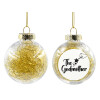 Transparent Christmas tree ball ornament with gold filling 8cm