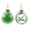 Transparent Christmas tree ball ornament with green filling 8cm