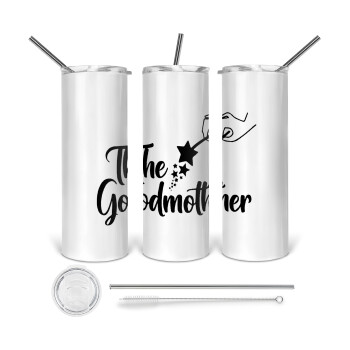 Fairy God Mother, Tumbler ποτήρι θερμό από ανοξείδωτο ατσάλι 600ml, με μεταλλικό καλαμάκι & βούρτσα καθαρισμού