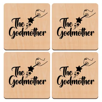 Fairy God Mother, ΣΕΤ x4 Σουβέρ ξύλινα τετράγωνα plywood (9cm)