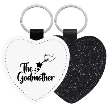 Fairy God Mother, Μπρελόκ PU δερμάτινο glitter καρδιά ΜΑΥΡΟ