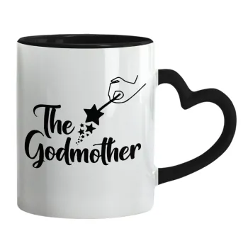 Fairy God Mother, Mug heart black handle, ceramic, 330ml