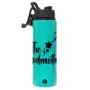 Metallic water bottle with safety lid, 850ml aluminum