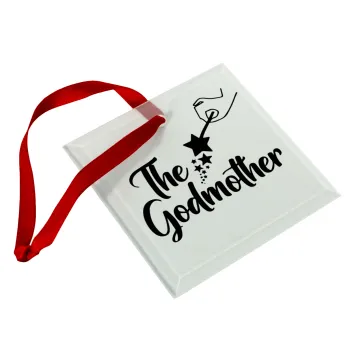 Fairy God Mother, Στολίδι Χριστουγεννιάτικο στολίδι γυάλινο τετράγωνο 9x9cm