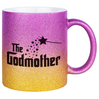 Fairy GodMother, Κούπα Χρυσή/Ροζ Glitter, κεραμική, 330ml