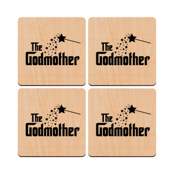 Fairy GodMother, ΣΕΤ x4 Σουβέρ ξύλινα τετράγωνα plywood (9cm)