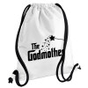 Fairy GodMother, Τσάντα πλάτης πουγκί GYMBAG λευκή, με τσέπη (40x48cm) & χονδρά κορδόνια