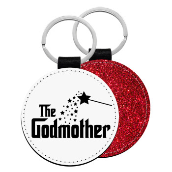 Fairy GodMother, Μπρελόκ Δερματίνη, στρογγυλό ΚΟΚΚΙΝΟ (5cm)