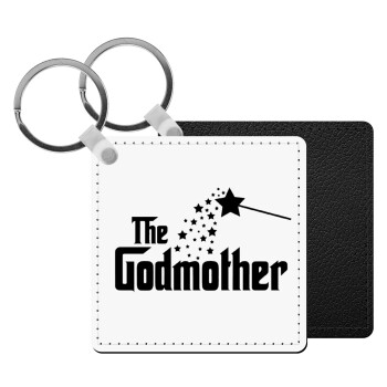 Fairy GodMother, Μπρελόκ Δερματίνη, τετράγωνο ΜΑΥΡΟ (5x5cm)