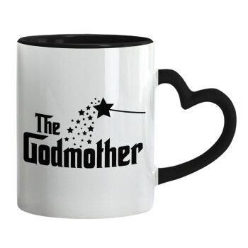 Fairy GodMother, Mug heart black handle, ceramic, 330ml