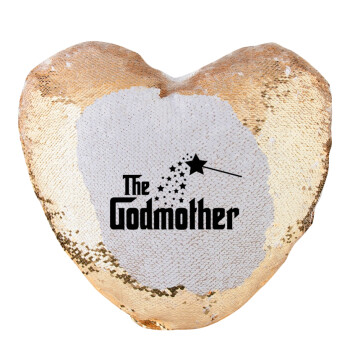 Fairy GodMother, Μαξιλάρι καναπέ καρδιά Μαγικό Χρυσό με πούλιες 40x40cm περιέχεται το  γέμισμα