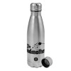 Metallic water bottle, stainless steel, 750ml