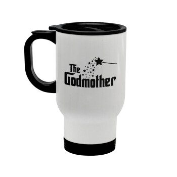 Fairy GodMother, Stainless steel travel mug with lid, double wall white 450ml