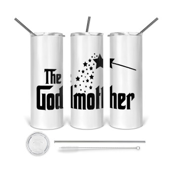 Fairy GodMother, Tumbler ποτήρι θερμό από ανοξείδωτο ατσάλι 600ml, με μεταλλικό καλαμάκι & βούρτσα καθαρισμού