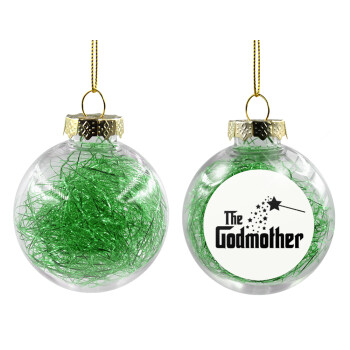Fairy GodMother, Χριστουγεννιάτικη μπάλα δένδρου διάφανη με πράσινο γέμισμα 8cm