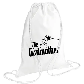 Fairy GodMother, Τσάντα πλάτης πουγκί GYMBAG λευκή (28x40cm)