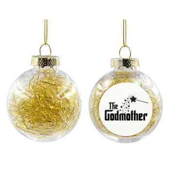 Fairy GodMother, Transparent Christmas tree ball ornament with gold filling 8cm