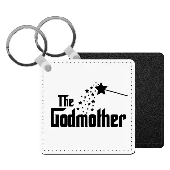 Fairy GodMother, Μπρελόκ Δερματίνη, τετράγωνο ΜΑΥΡΟ (5x5cm)