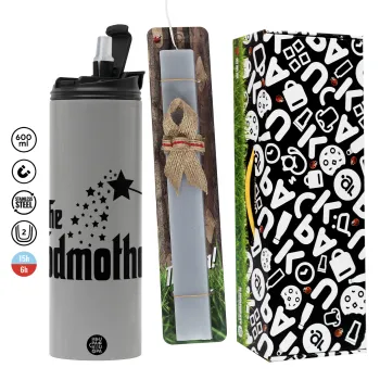 Fairy GodMother, Πασχαλινή Λαμπάδα με Travel Tumbler θερμό (600ml, BPA free) & κερί αρωματικό πλακέ (30cm) (ΓΚΡΙ)