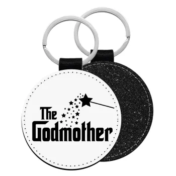 Fairy GodMother, Μπρελόκ Δερματίνη, στρογγυλό ΜΑΥΡΟ (5cm)