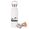Stainless steel White with wooden lid (bamboo), double wall, 750ml