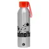 Αλουμινένιο Αθλητικό Μπουκάλι 650ml – Ασημί με Κόκκινο Καπάκι και Λουράκι Σιλικόνης