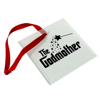 Fairy GodMother, Στολίδι Χριστουγεννιάτικο στολίδι γυάλινο τετράγωνο 9x9cm