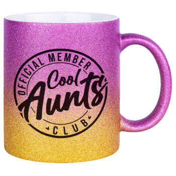 Cool Aunts club, Κούπα Χρυσή/Ροζ Glitter, κεραμική, 330ml