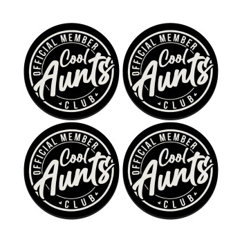 Cool Aunts club, ΣΕΤ 4 Σουβέρ ξύλινα στρογγυλά (9cm)