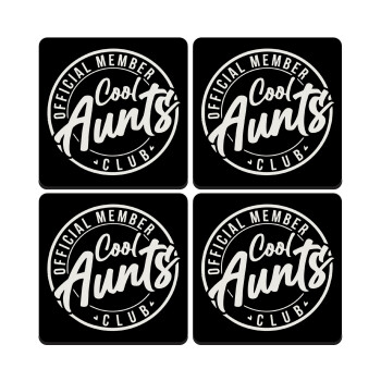Cool Aunts club, ΣΕΤ 4 Σουβέρ ξύλινα τετράγωνα (9cm)