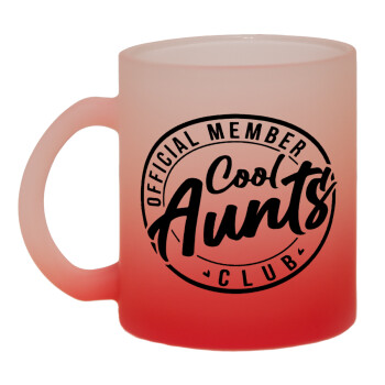 Cool Aunts club, Κούπα γυάλινη δίχρωμη με βάση το κόκκινο ματ, 330ml